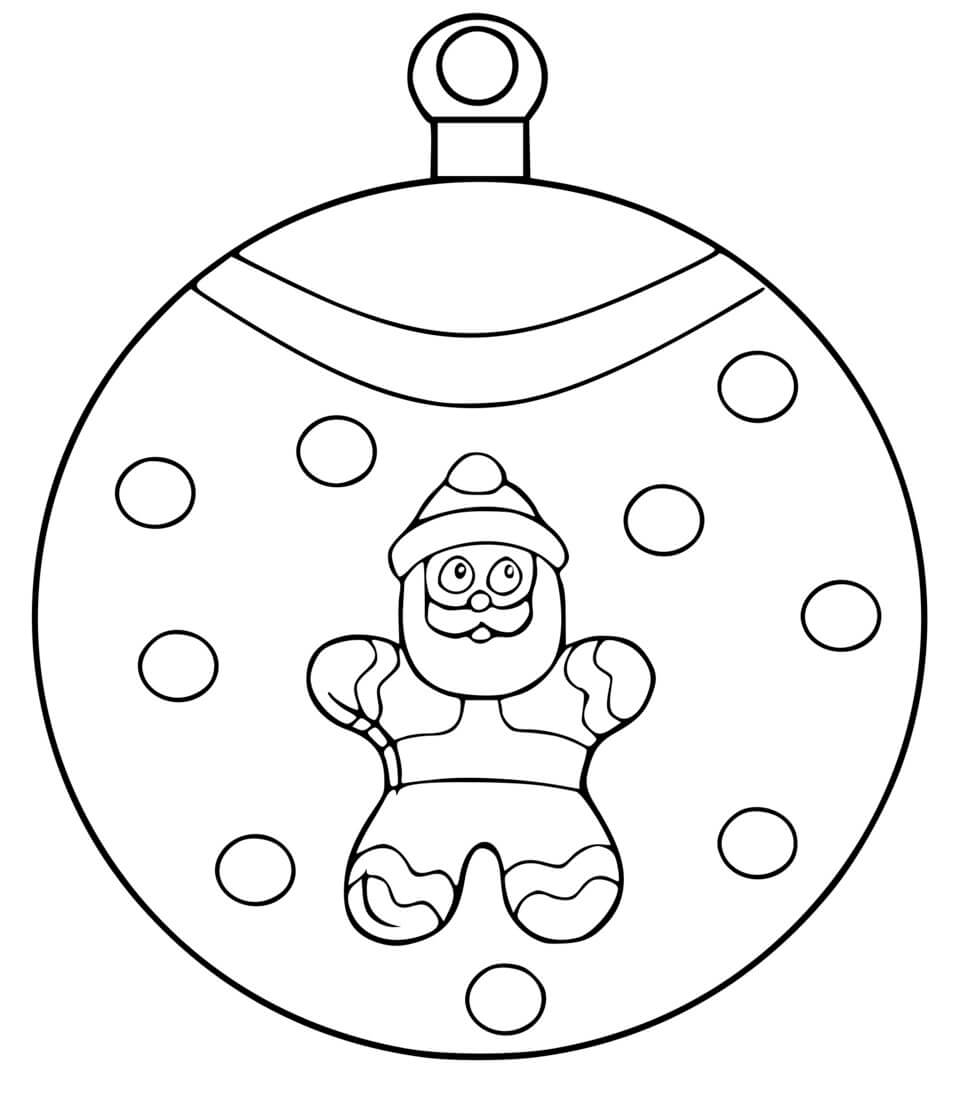 Coloriage Boule De Noël Avec Un Père Noël - Boule de Noël à imprimer