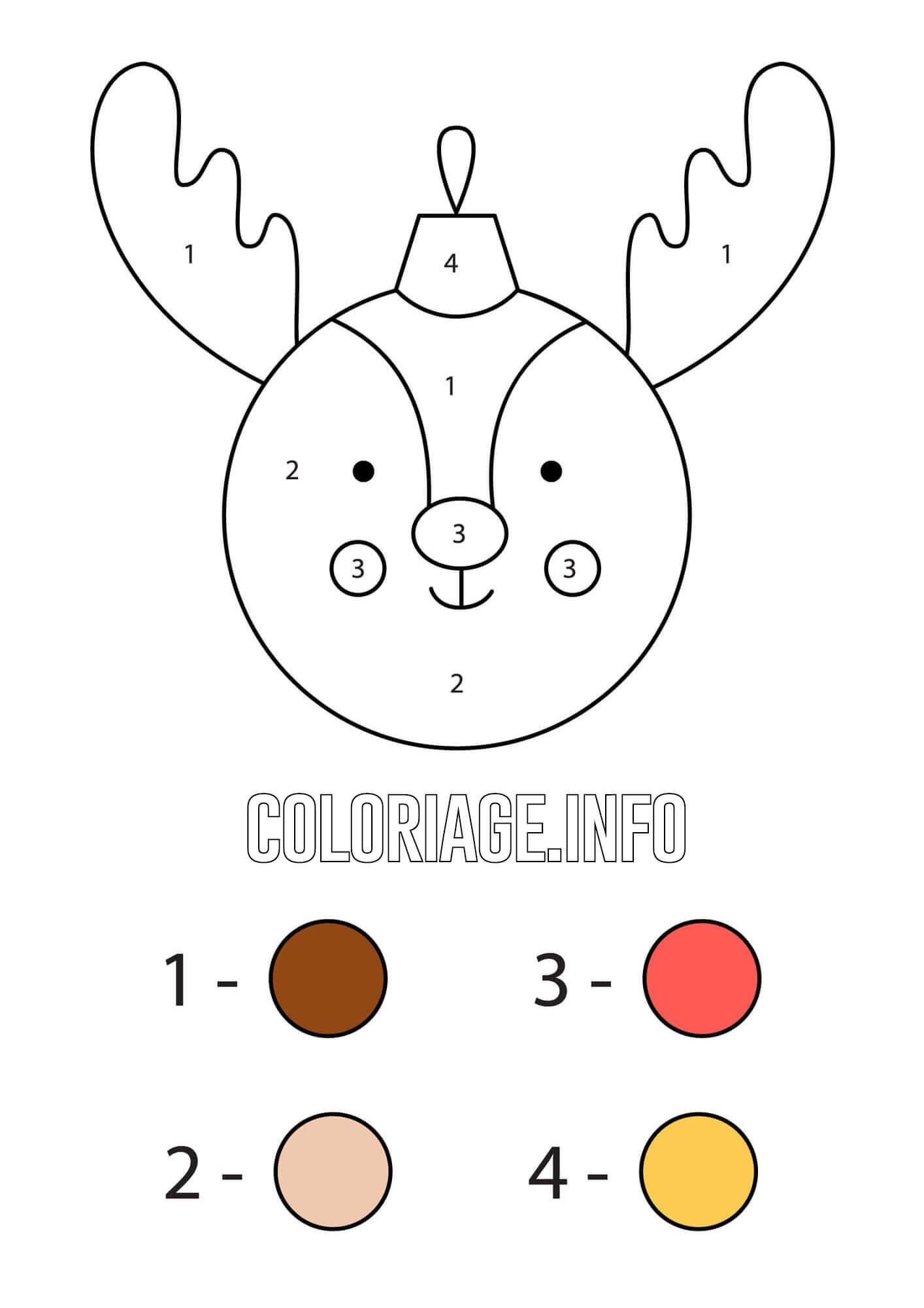 Coloriage Boule De Noël En Forme De Renne De Noël Magique Noël - Magique noel à imprimer