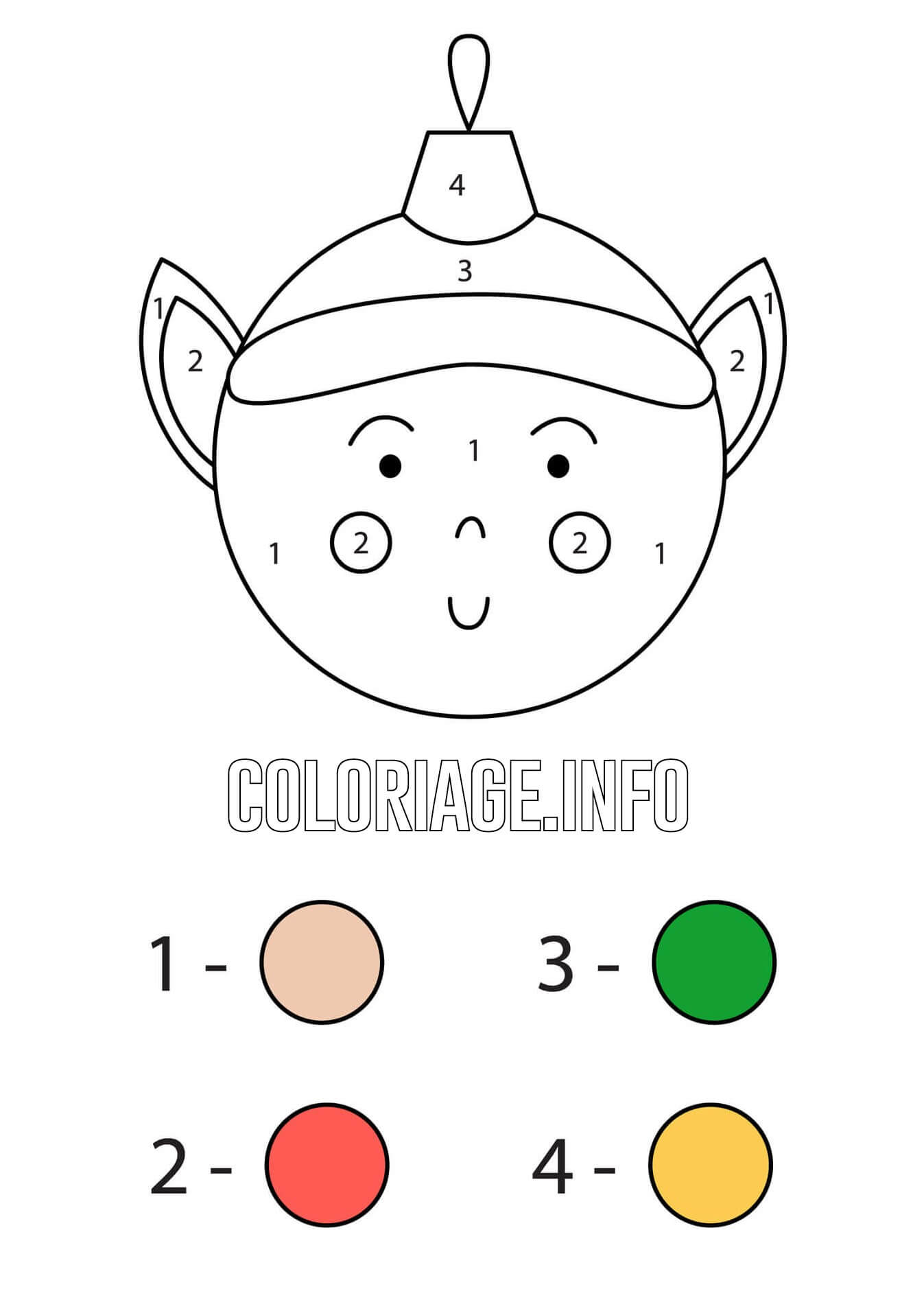 Coloriage Boule De Noël En Lutin Magique Noël - Magique noel à imprimer