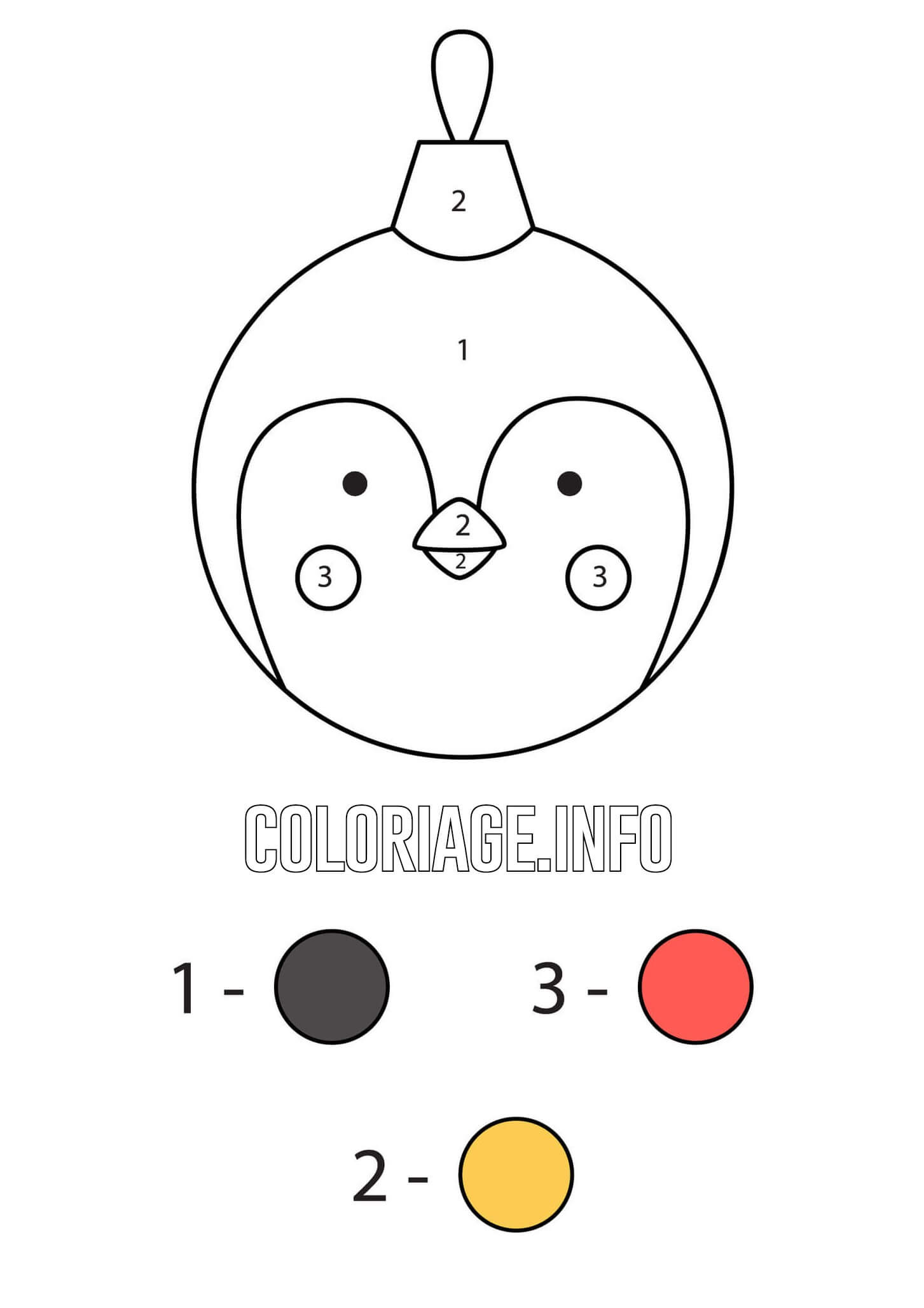 Coloriage Boule De Noël Pingouin Magique Noël Facile - Magique noel à imprimer