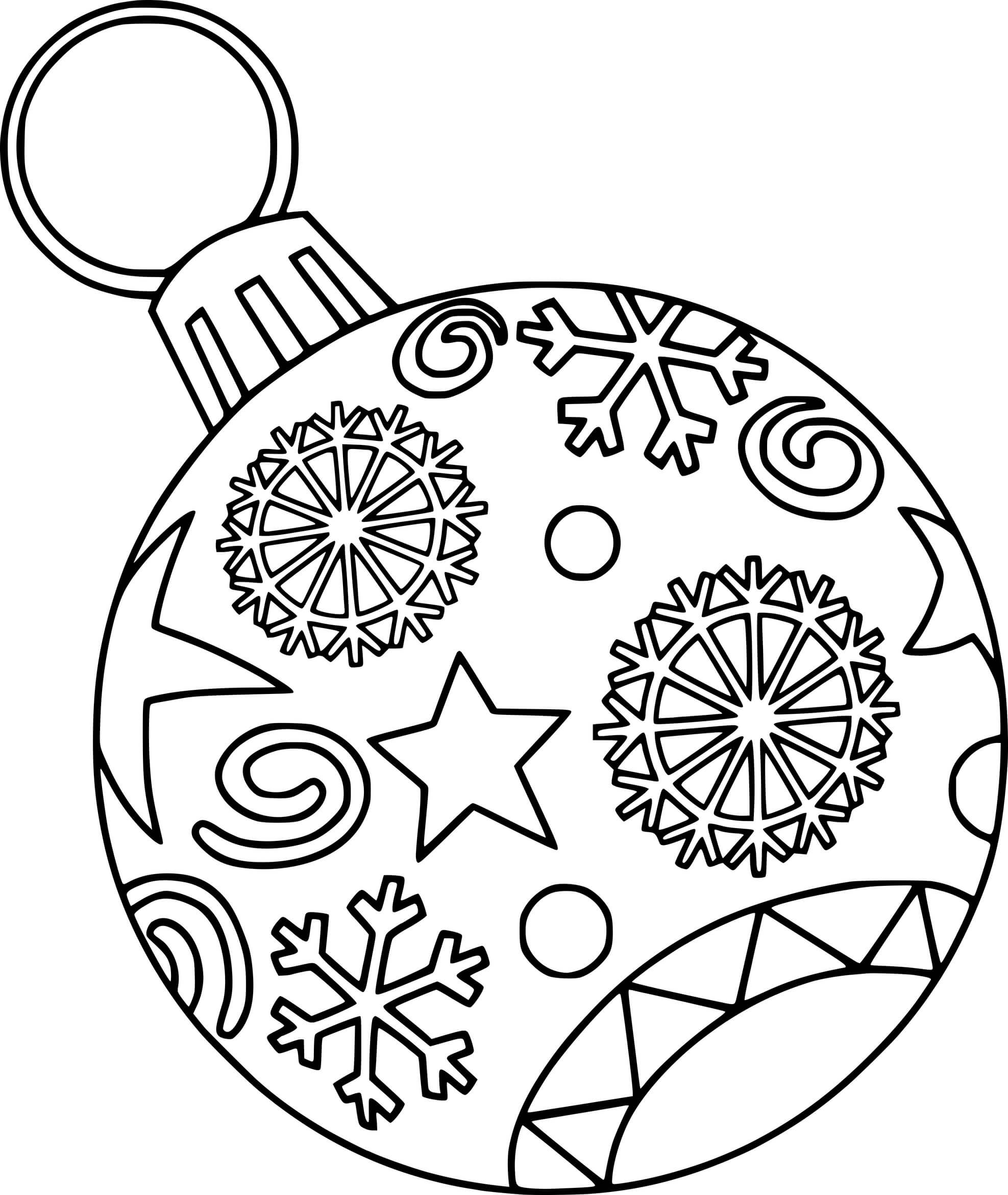 Coloriage Boule De Noël Pour Sapin Avec Des Flocons De Neige - Boule de Noël à imprimer
