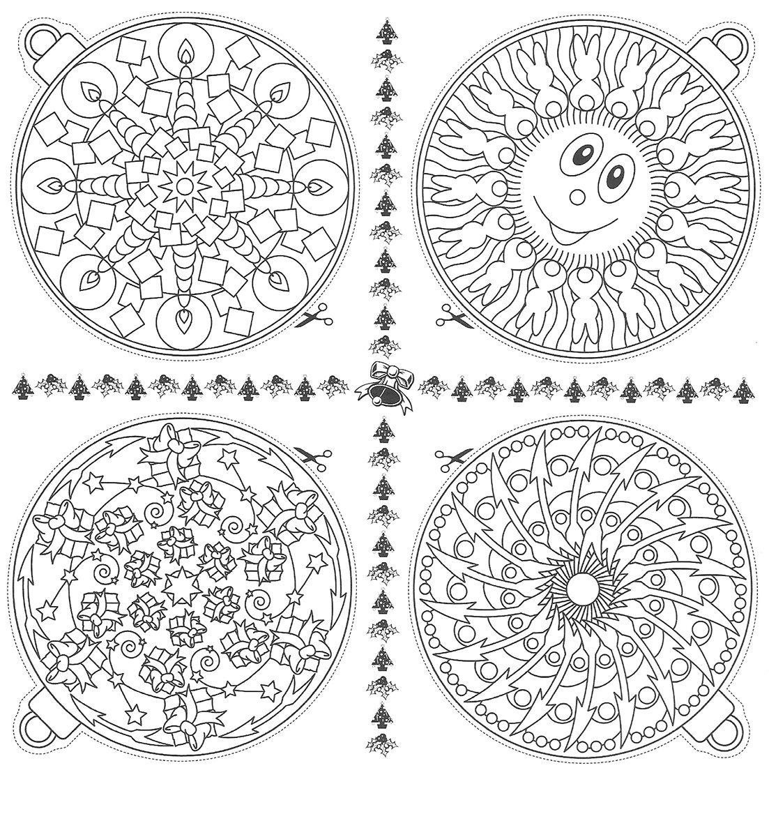 Coloriage Boules De Noël Mandala - Mandala de Noël à imprimer