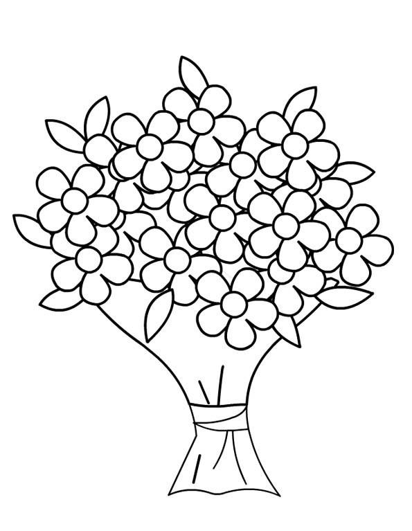 Coloriage Bouquet De Fleurs Facile Marguerite - Bouquet de fleurs à imprimer