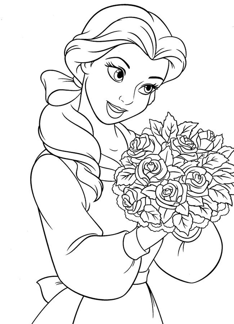 Coloriage Bouquet De Fleurs La Belle - La Belle et la Bête à imprimer