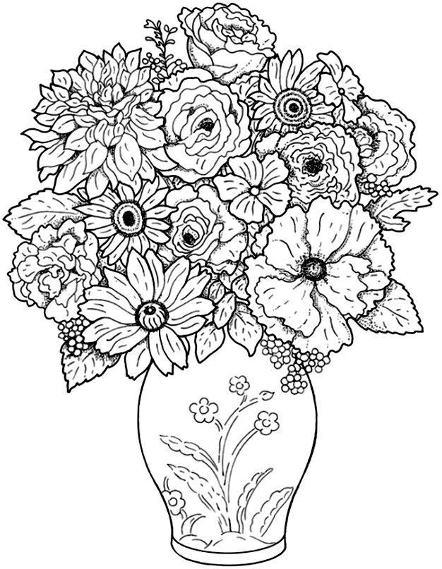 Coloriage Bouquet De Fleurs Original - Bouquet de fleurs à imprimer