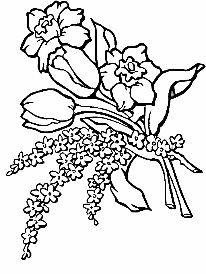 Coloriage Bouquet De Fleurs - Fleurs à imprimer