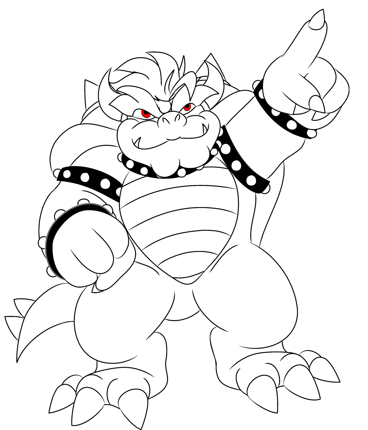 Coloriage Bowser Avec Des Yeux Rouges - Bowser à imprimer