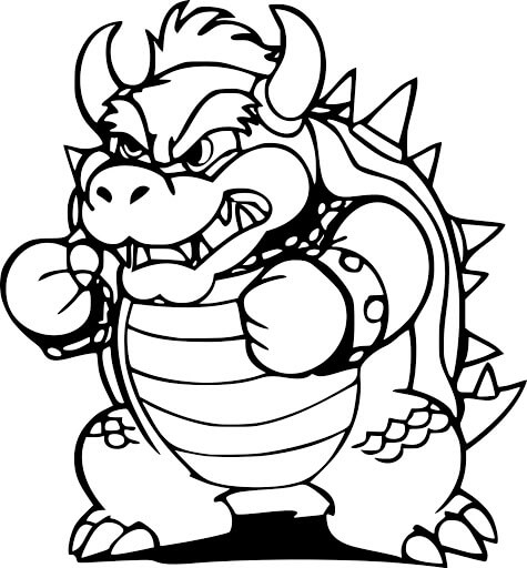 Coloriage Bowser En Mode Defense Contre Super Mario Bros - Bowser à imprimer