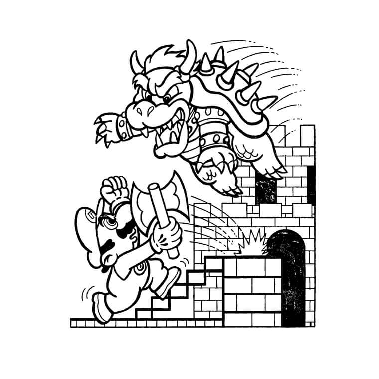 Coloriage Bowser Et Mario - Mario à imprimer