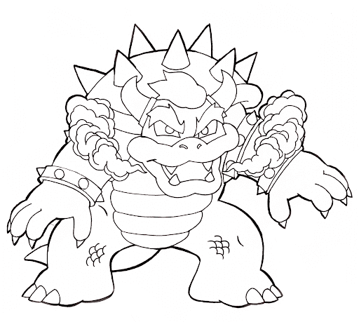 Coloriage Bowser Le Féroce - Bowser à imprimer