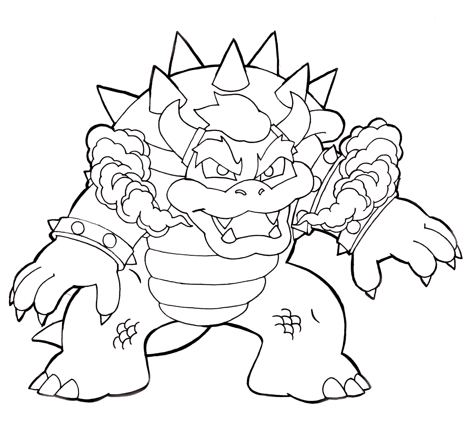 Coloriage Bowser Prêt Au Combat Contre Mario Bros By Koffinkats1 - Bowser à imprimer