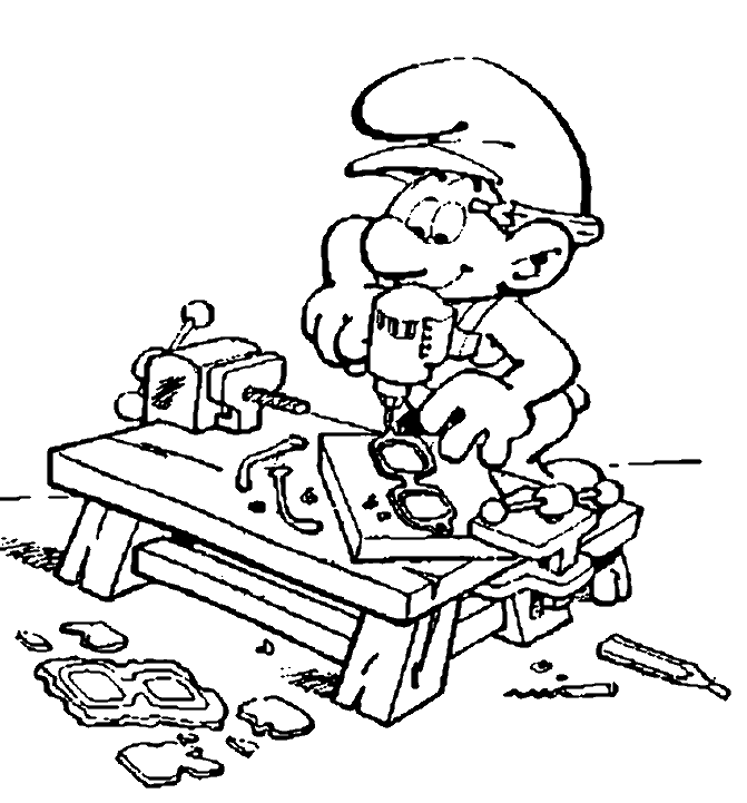 Coloriage Bricoleur - Schtroumpf à imprimer