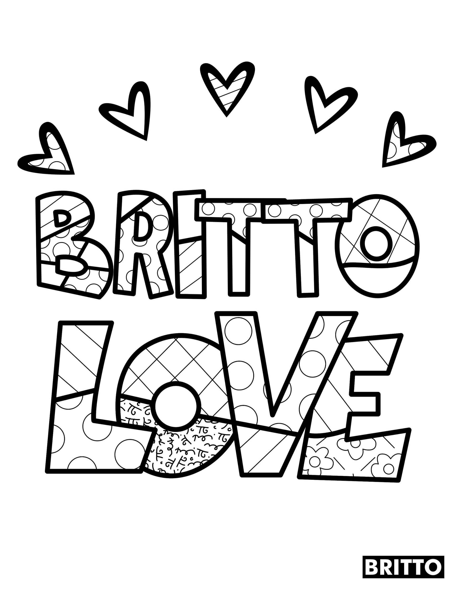Coloriage Britto Love - Romero britto à imprimer
