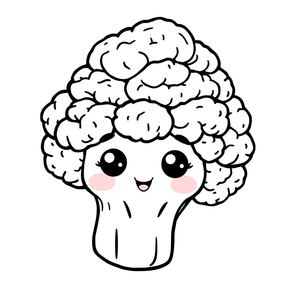 Coloriage Broccoli Légumes Kawaii - Legumes à imprimer