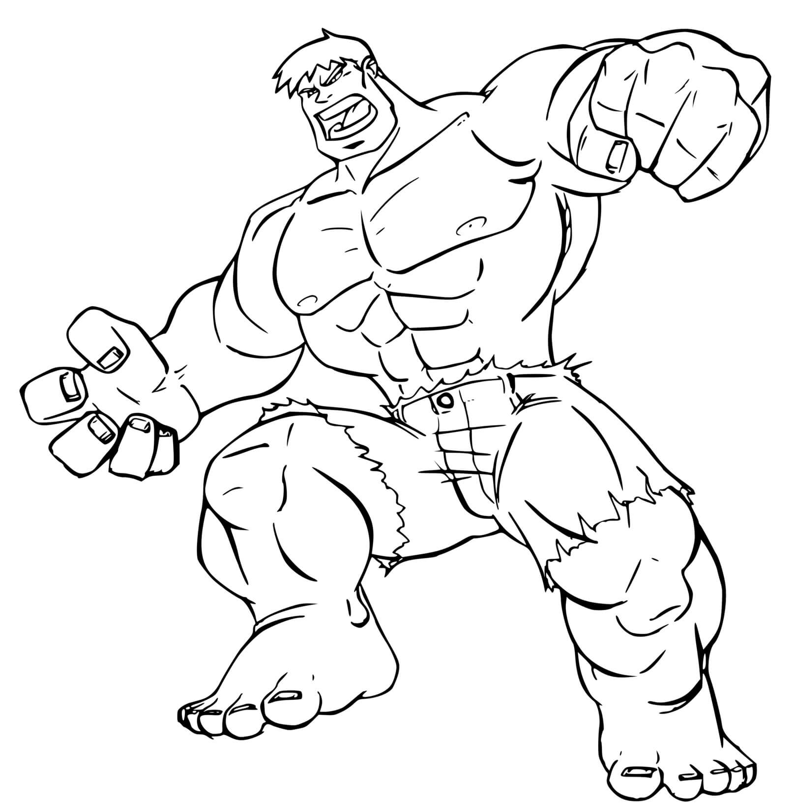 Coloriage Bruce Banner Hulk En Forme - Hulk à imprimer