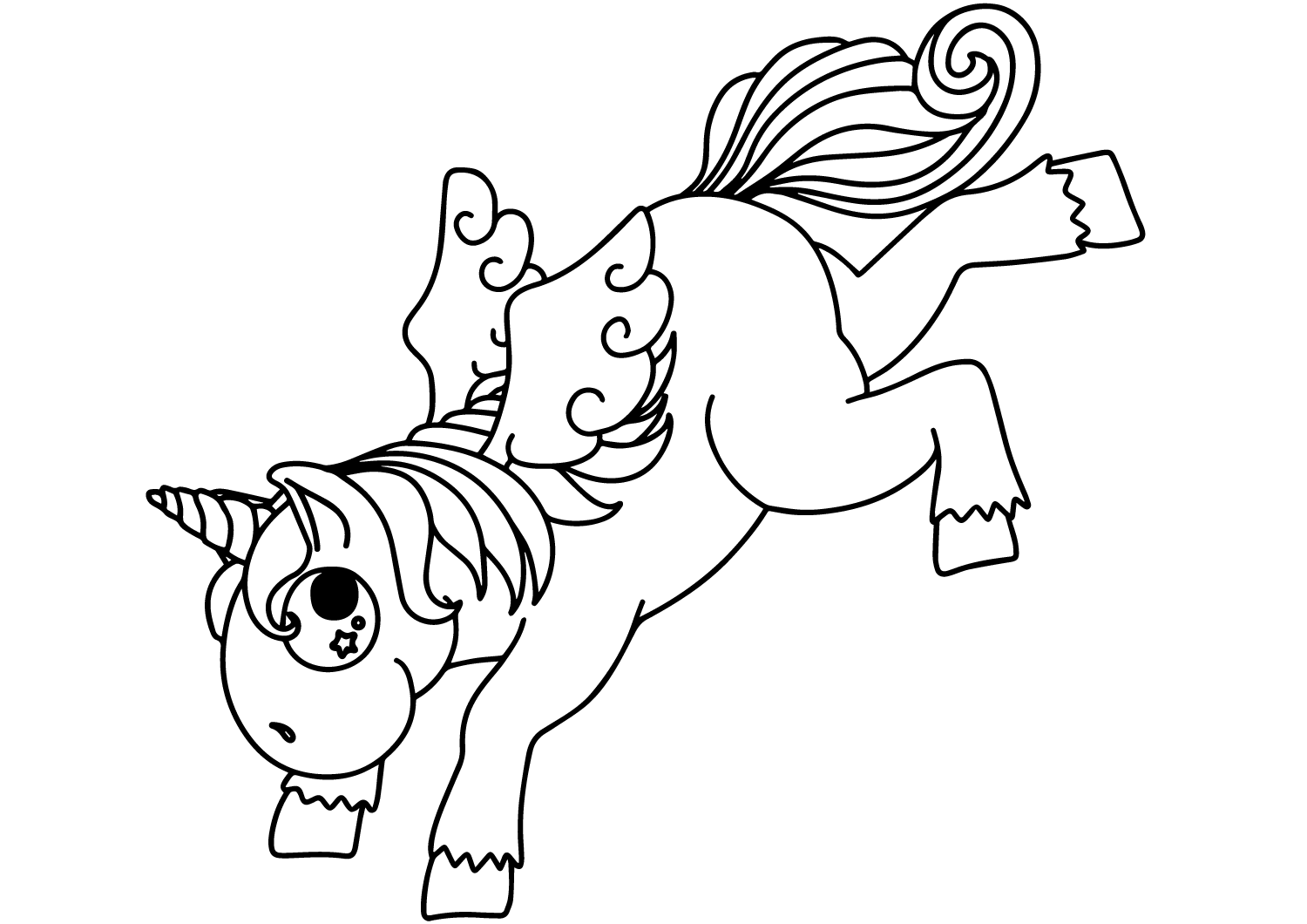 Coloriage Licorne Cartoon Qui Cabriole - Licorne à imprimer