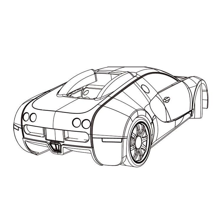 Coloriage Bugatti - Voiture à imprimer