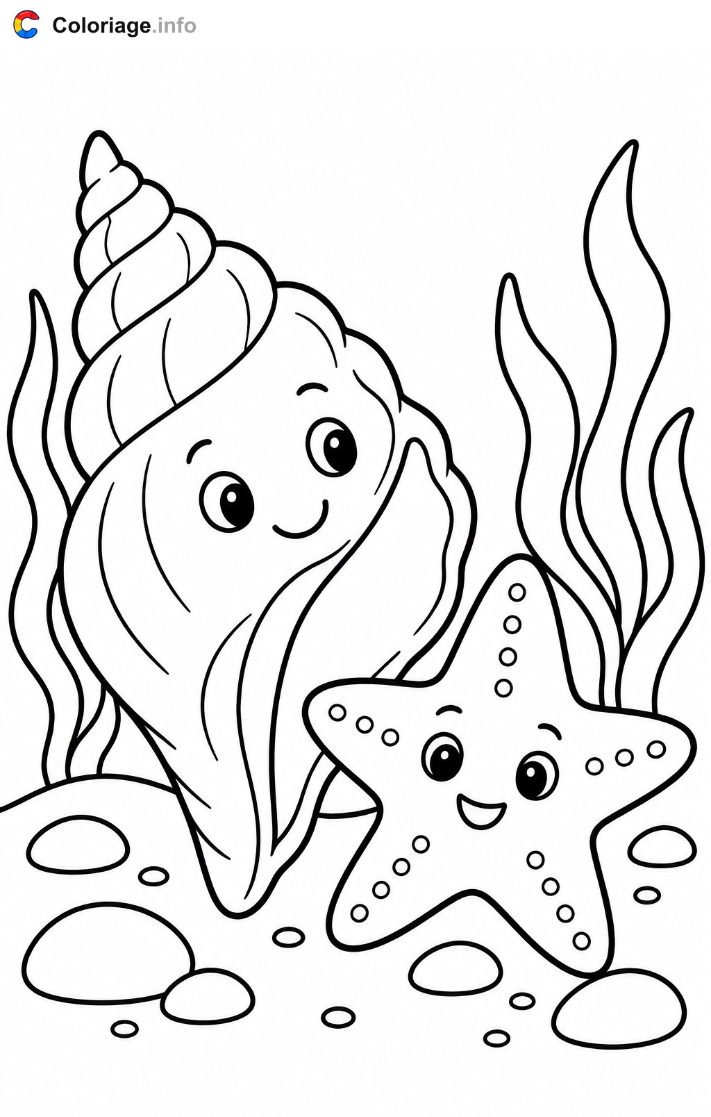 Buccino e stella marina da colorare — Disegno da colorare