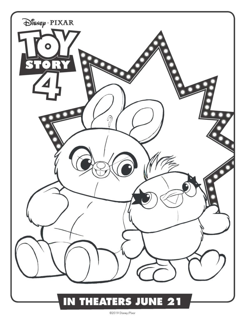 Coloriage Lapin et caneton Toy Story 4 - Toy story à imprimer