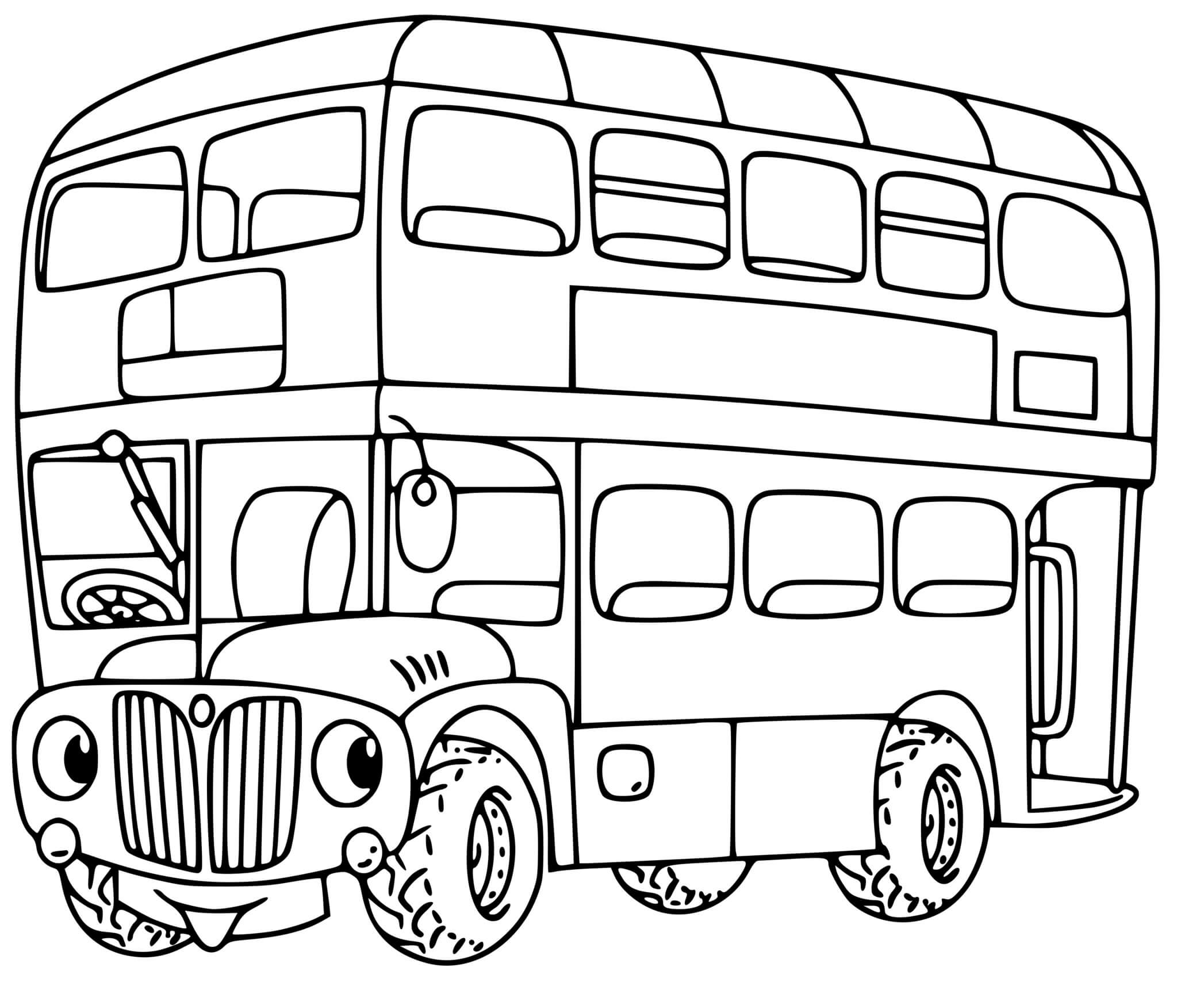 Coloriage Bus Enfants Deux Niveaux - Bus à imprimer