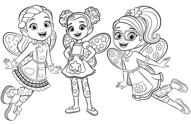 Coloriage Butterbean Dazzle Poppy Les Fées Princesses Filles - Butterbean's Café enchanté à imprimer