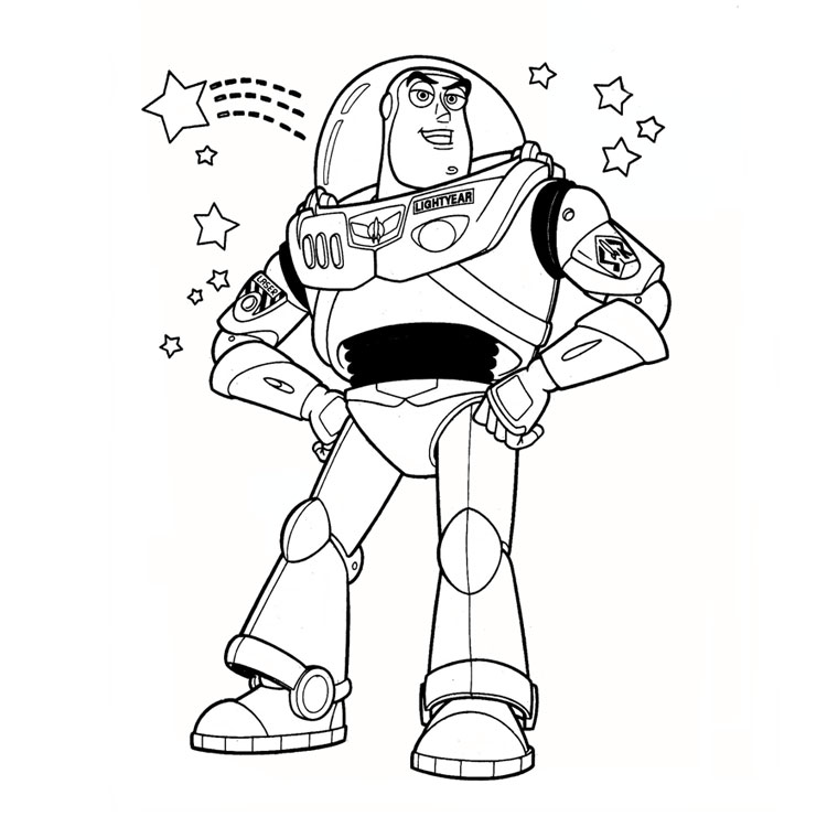 Coloriage Buzz l'Éclair prêt au décollage - Toy story à imprimer