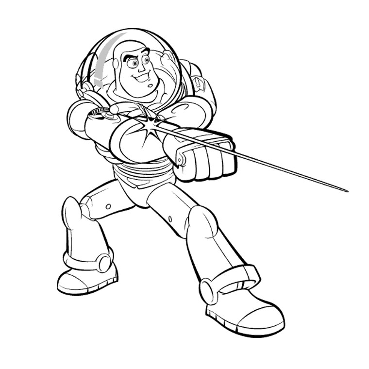 Coloriage Buzz l'Éclair en tenue de cosmonaute - Toy story à imprimer