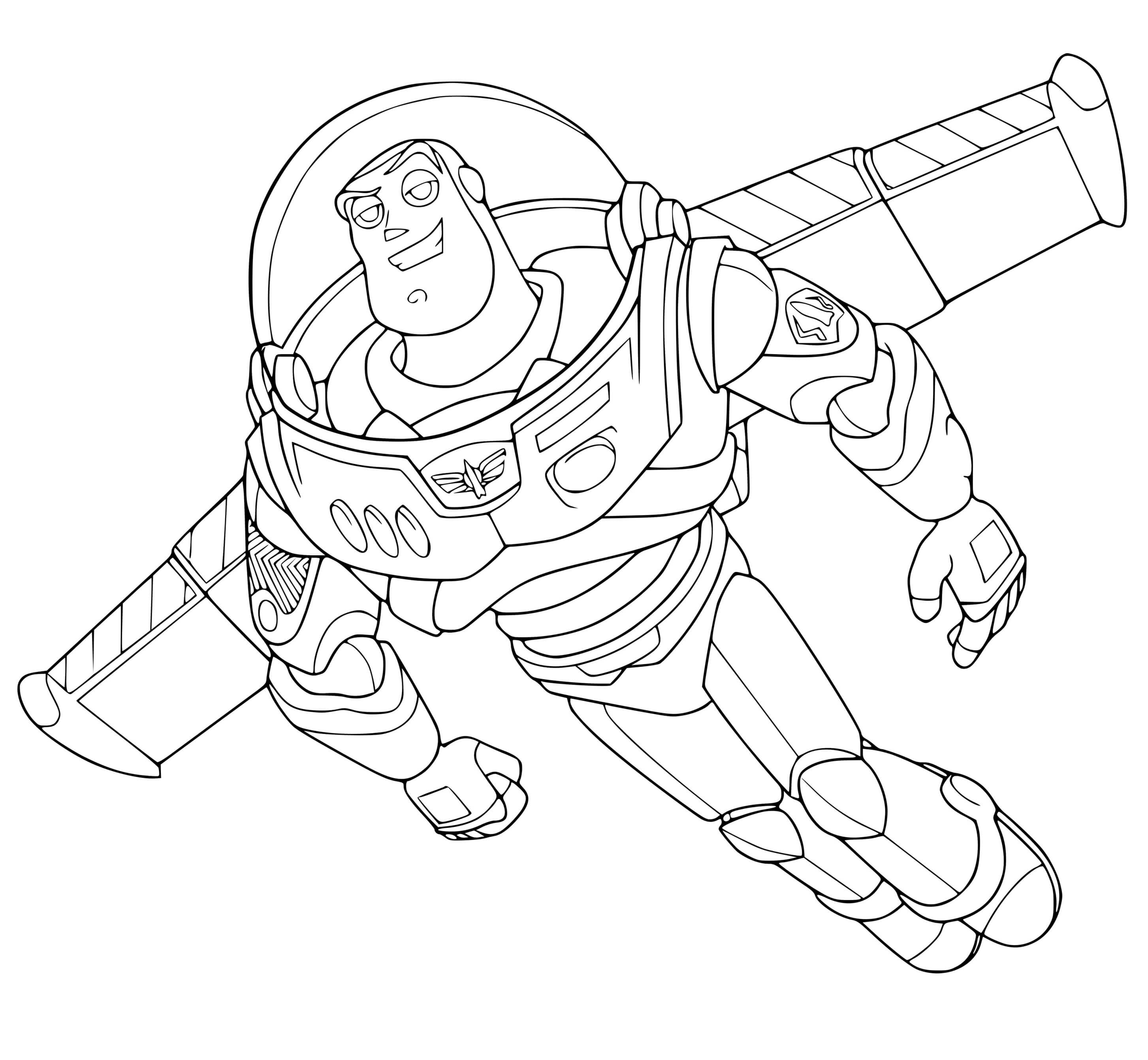 Coloriage Buzz l'éclair vole avec woody - Buzz l'Éclair à imprimer