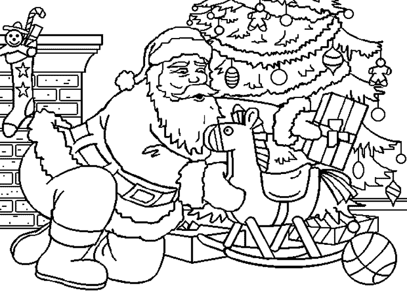 Coloriage Cadeau Cheval De Bois - Noël à imprimer