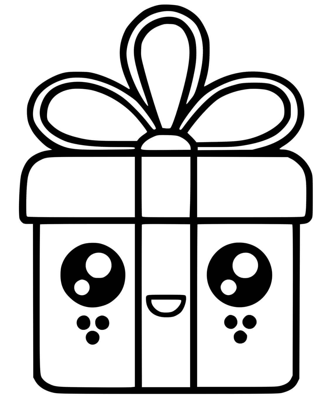 Coloriage Cadeau Kawaii - Kawaii à imprimer