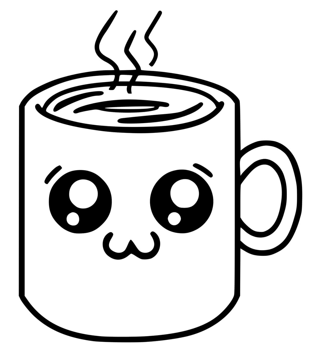 Coloriage Café Dessin Kawaii - Dessin kawaii à imprimer