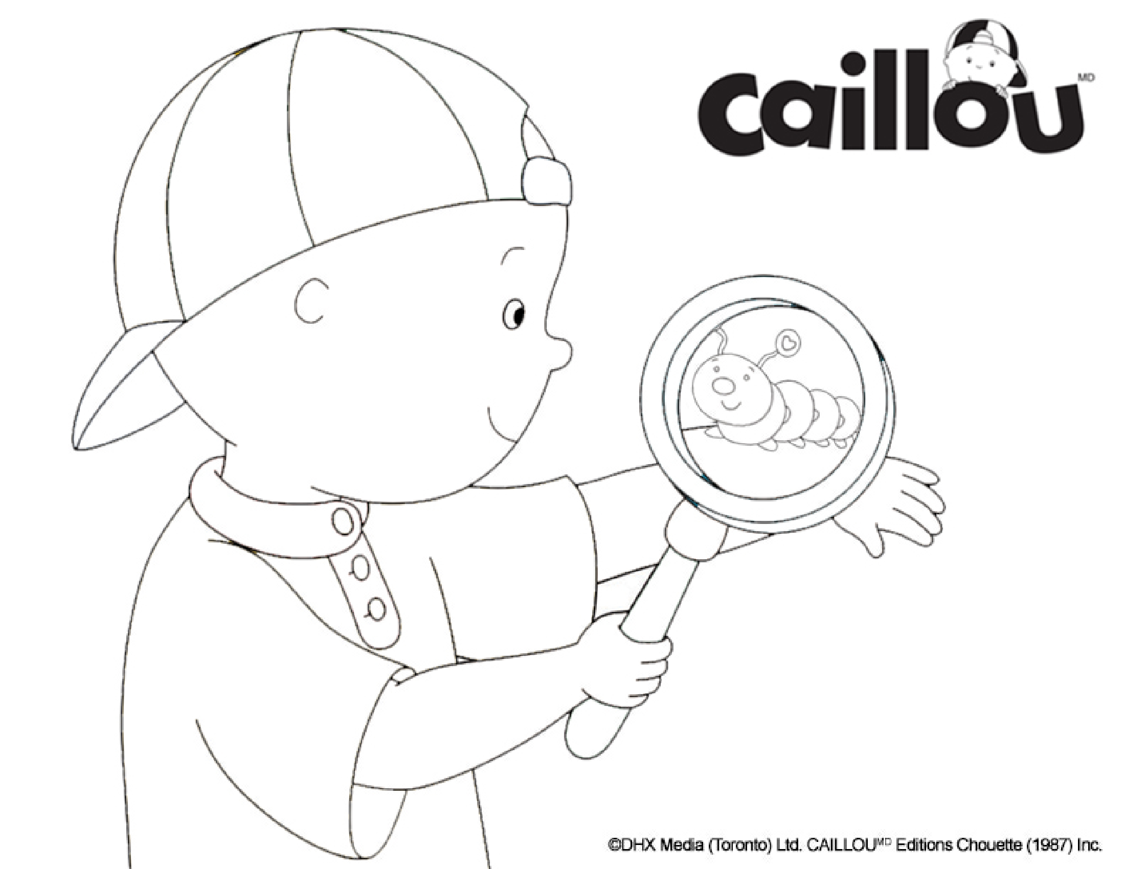 Coloriage Caillou Adore Les Insectes Comme Cette Adorable Chenille - Caillou à imprimer