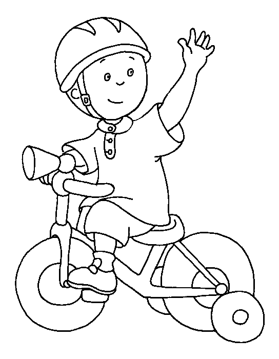 Coloriage Caillou Apprend A Pedaler Sur Son Nouveau Vélo - Caillou à imprimer