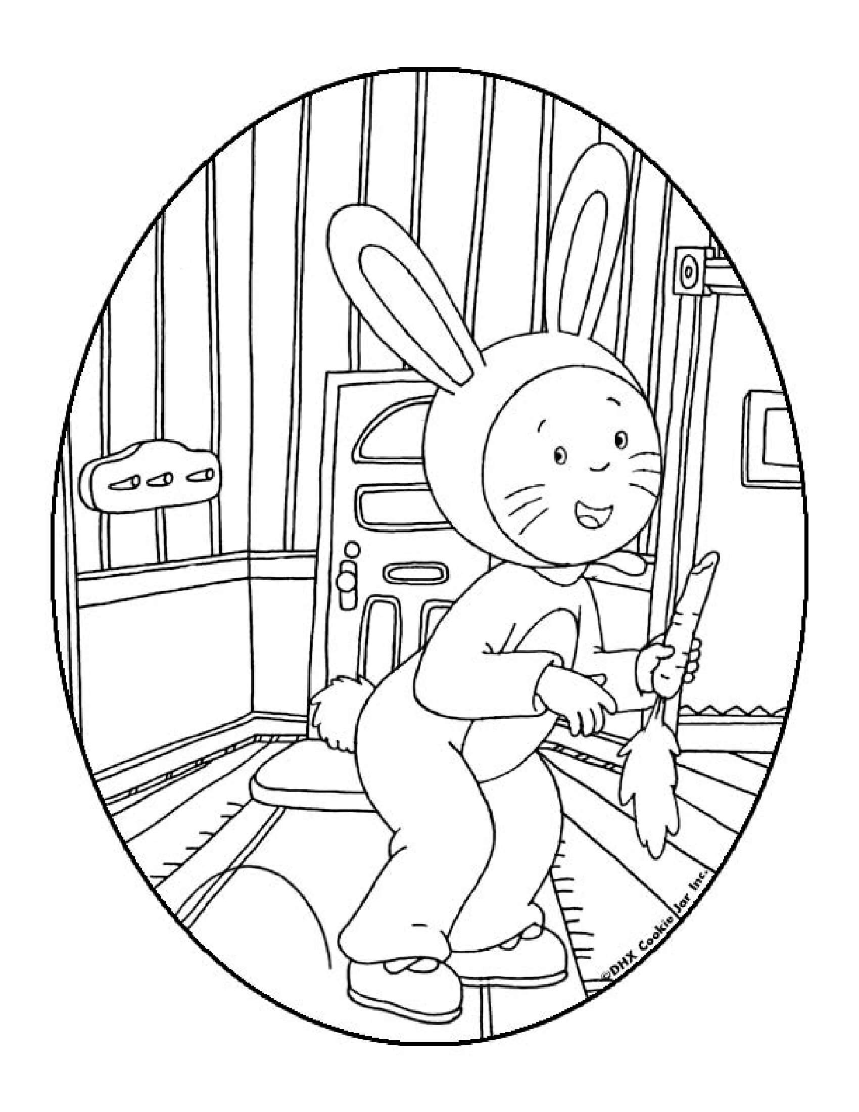 Coloriage Caillou En Forme De Coco Lapin Pâques - Caillou à imprimer