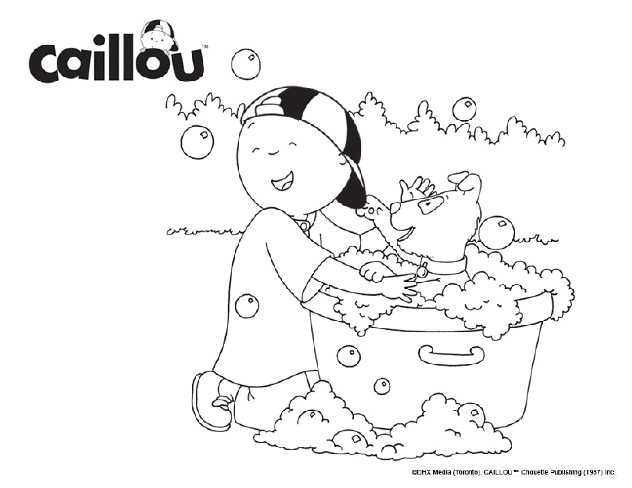 Coloriage Caillou Et Les Chiots - Caillou à imprimer