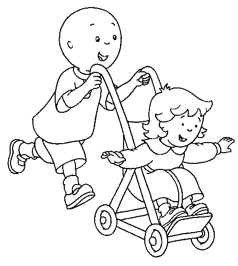 Coloriage Caillou Et Mousseline Rigolent Et Jouent Ensemble - Caillou à imprimer