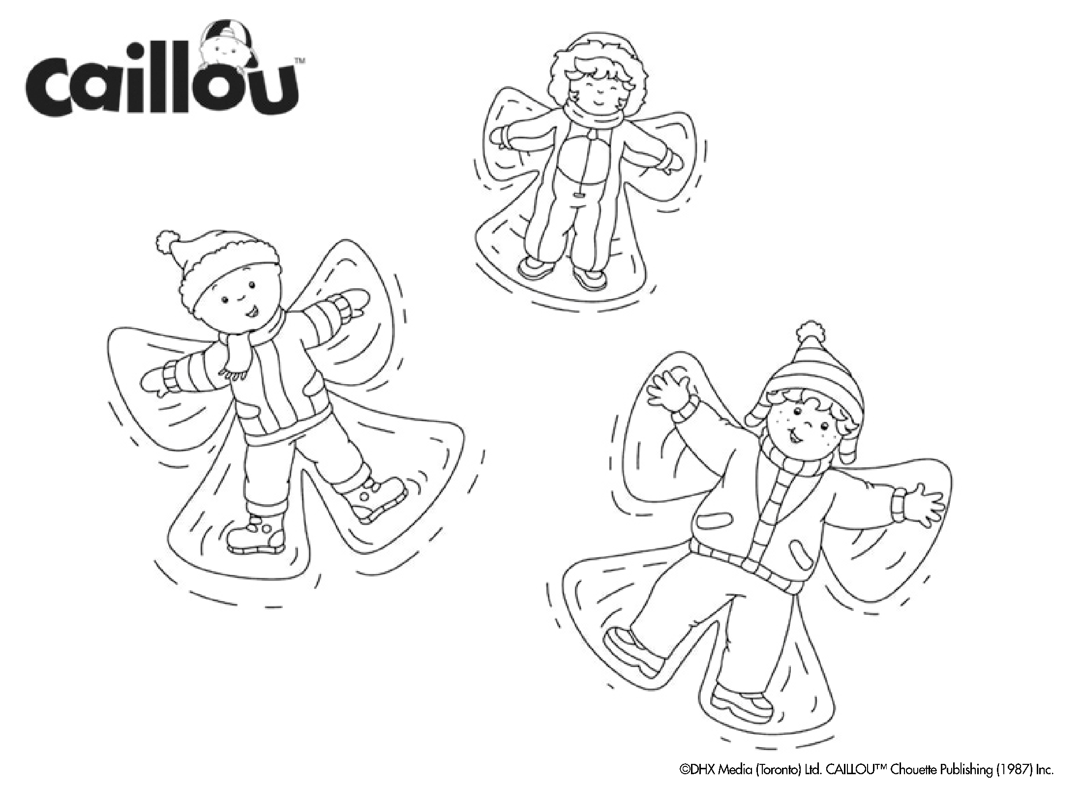 Coloriage Caillou Et Son Ami Leo Font Une Étoile Sur La Neige - Caillou à imprimer