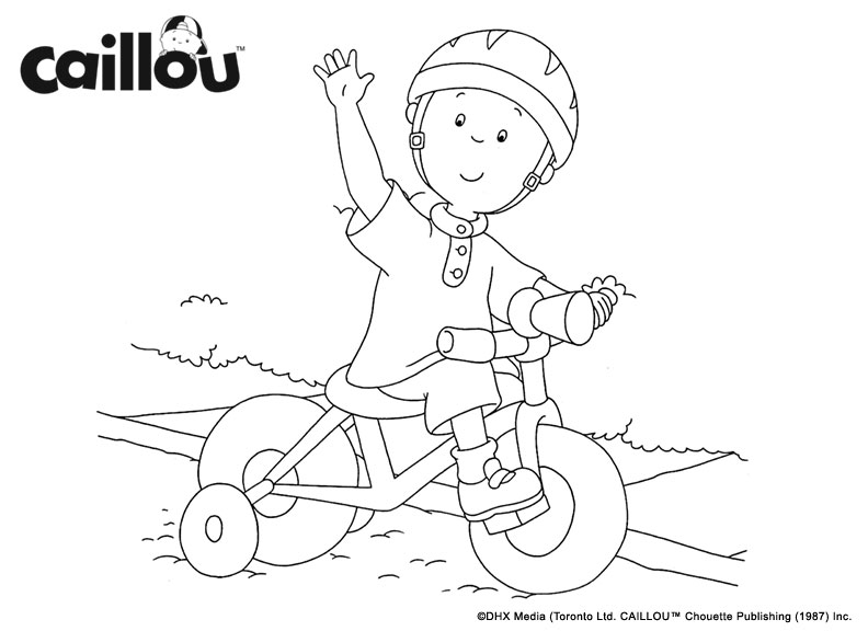 Coloriage Caillou Fait Du Vélo - Caillou à imprimer