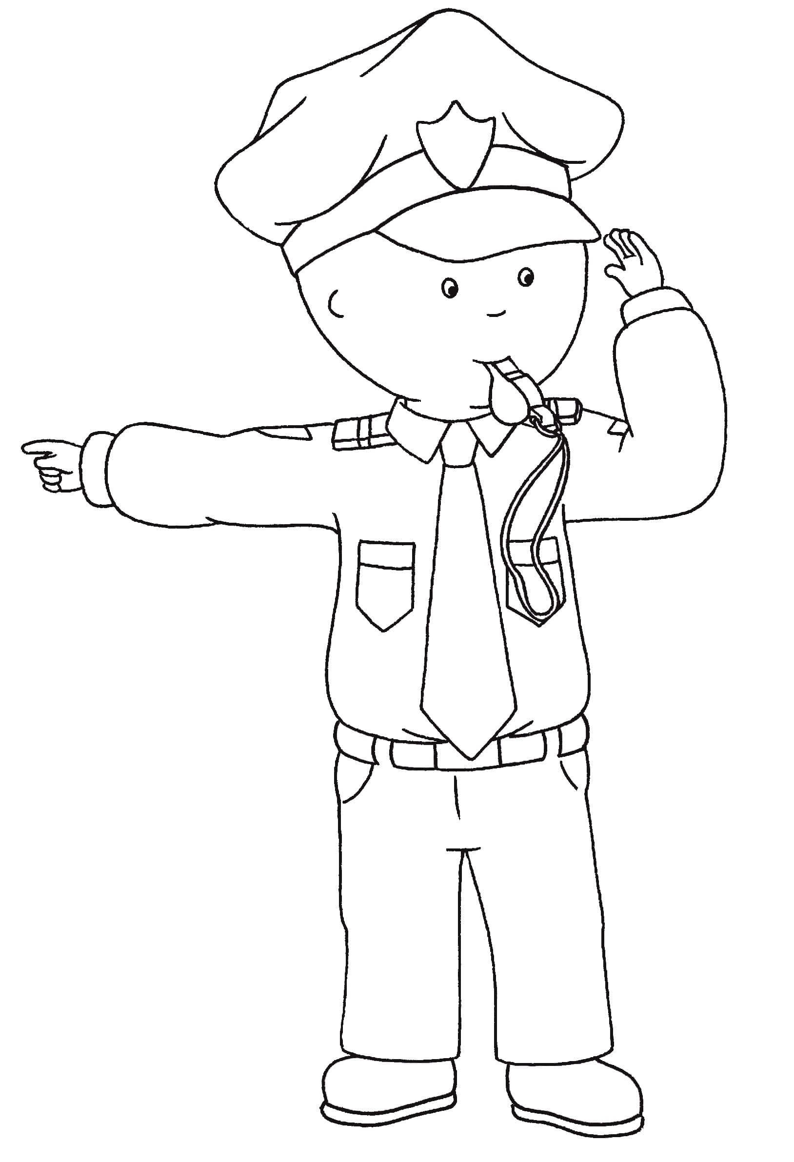 Coloriage Caillou Halloween Le Policier - Caillou à imprimer