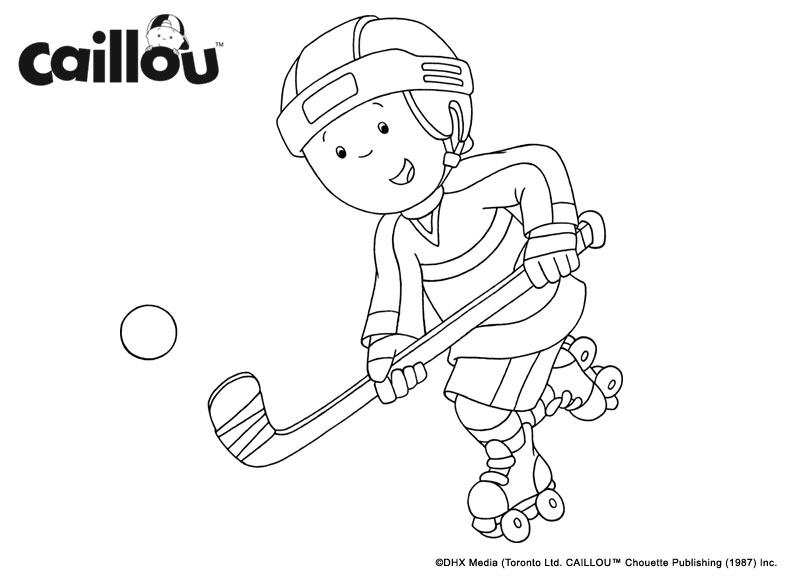 Coloriage Caillou Joue Au Hockey Pour La Couope Stanley - Caillou à imprimer