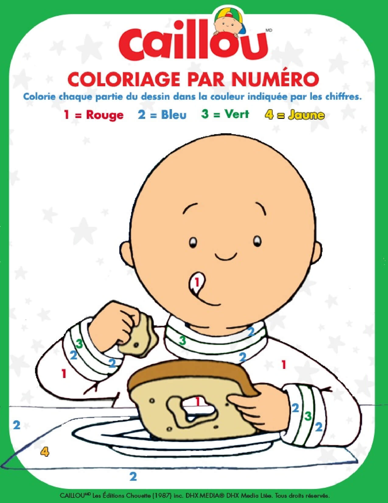 Coloriage Caillou Par Numéro Chiffre Magique Facile - Caillou à imprimer