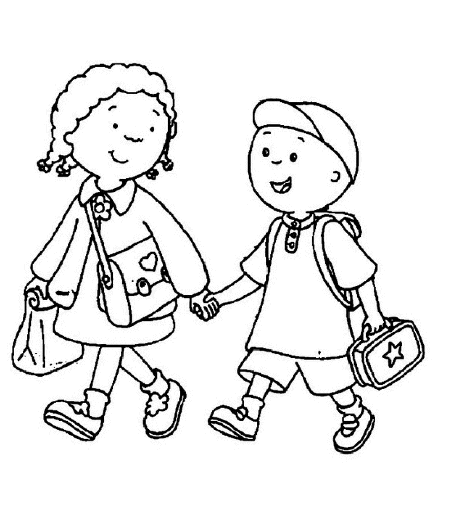 Coloriage Caillou Retourne A L'école - École à imprimer