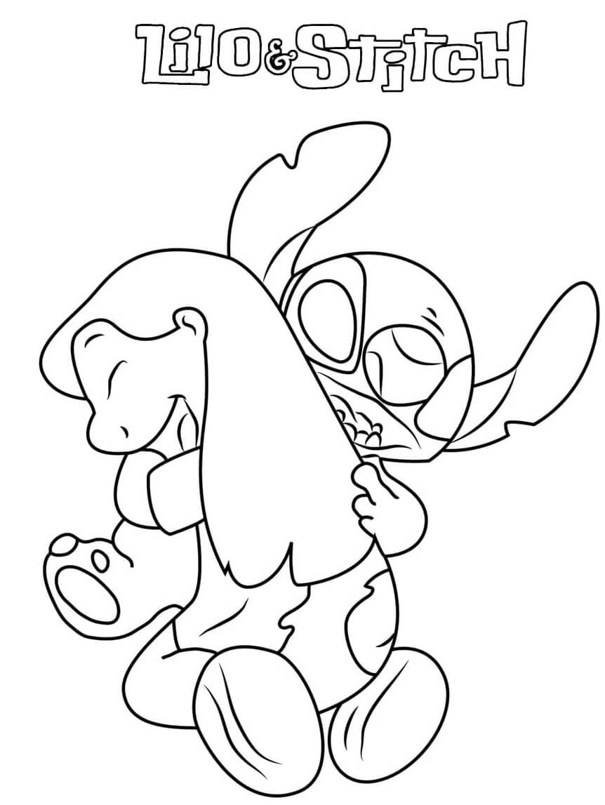 Coloriage Câlin Lilo Stitch - Stitch à imprimer