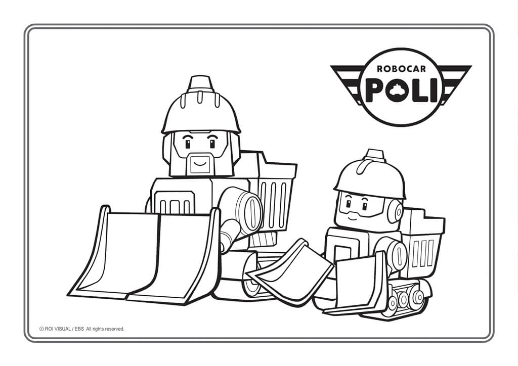 Coloriage Camion De Construction Robocar Poli - Robocar poli à imprimer