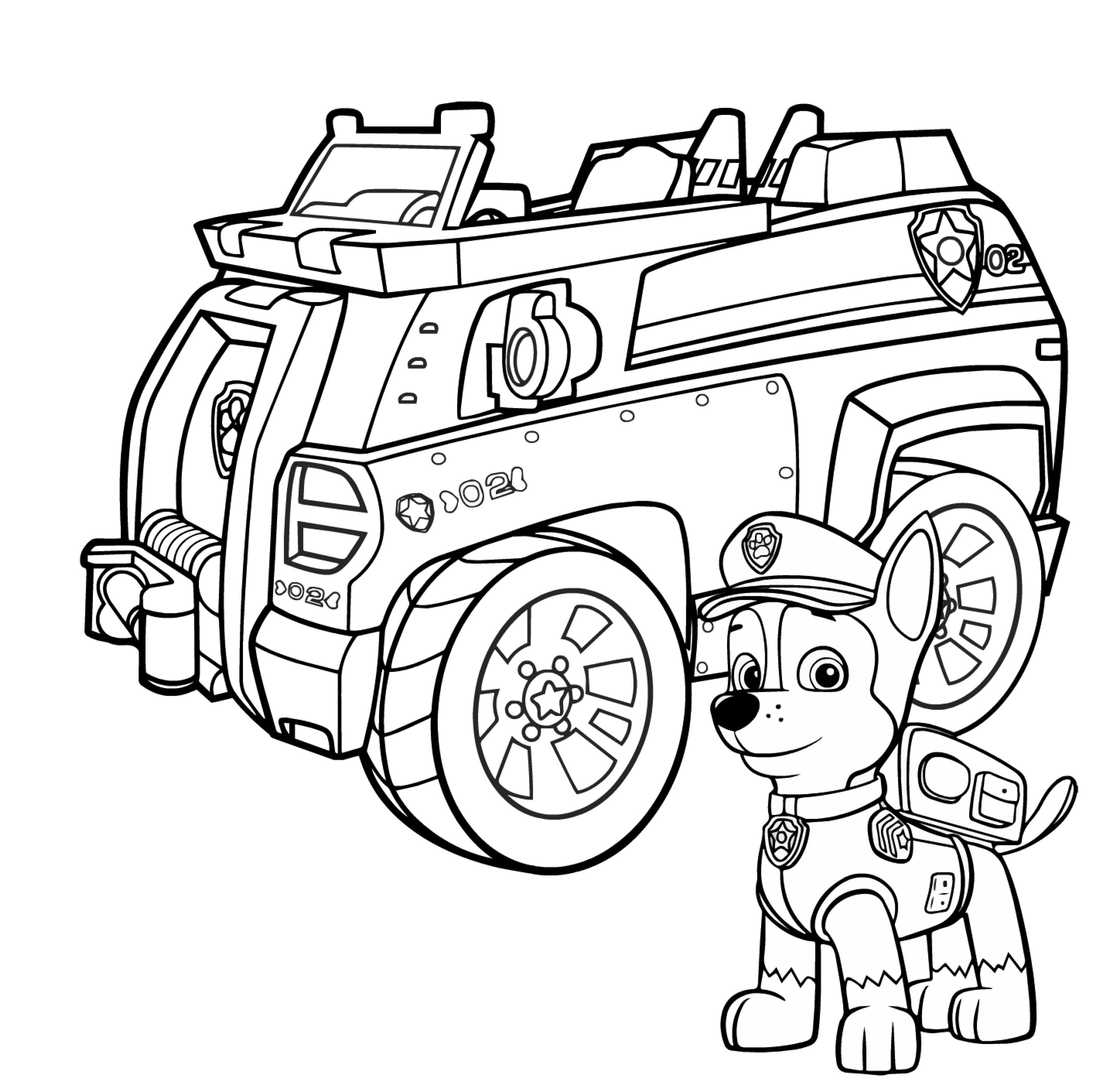 Coloriage Camion De Police Pat Patrouille Chase Et Son Camion - Camion à imprimer