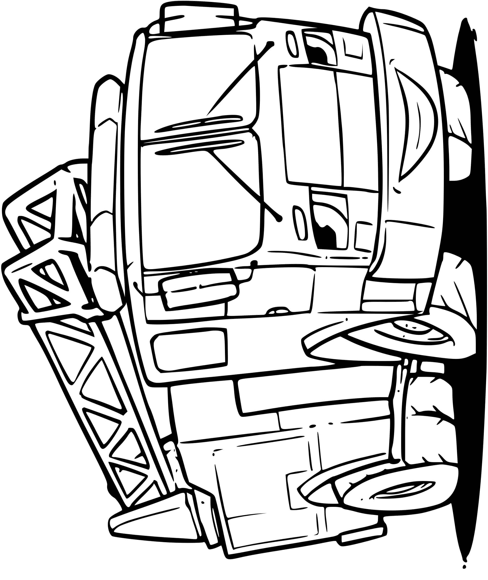 Coloriage Camion de Pompiers Cartoon Maternelle - Pompier à imprimer