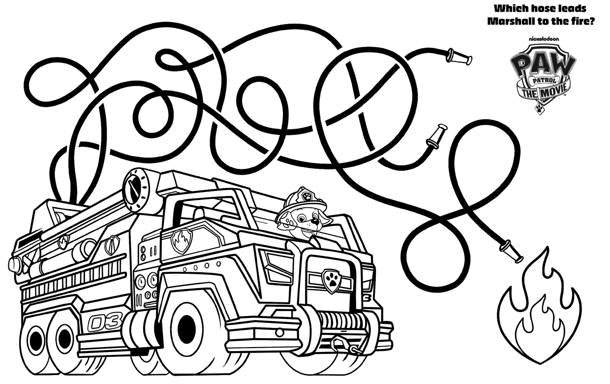 Coloriage Camion De Pompier De Marshall Pat Patrouille Le Film - Pat patrouille à imprimer