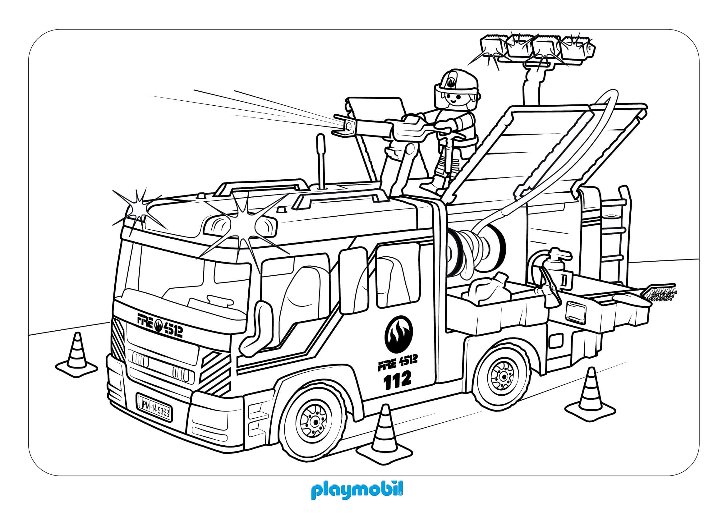 Coloriage Camion De Pompier Playmobil - Playmobil à imprimer