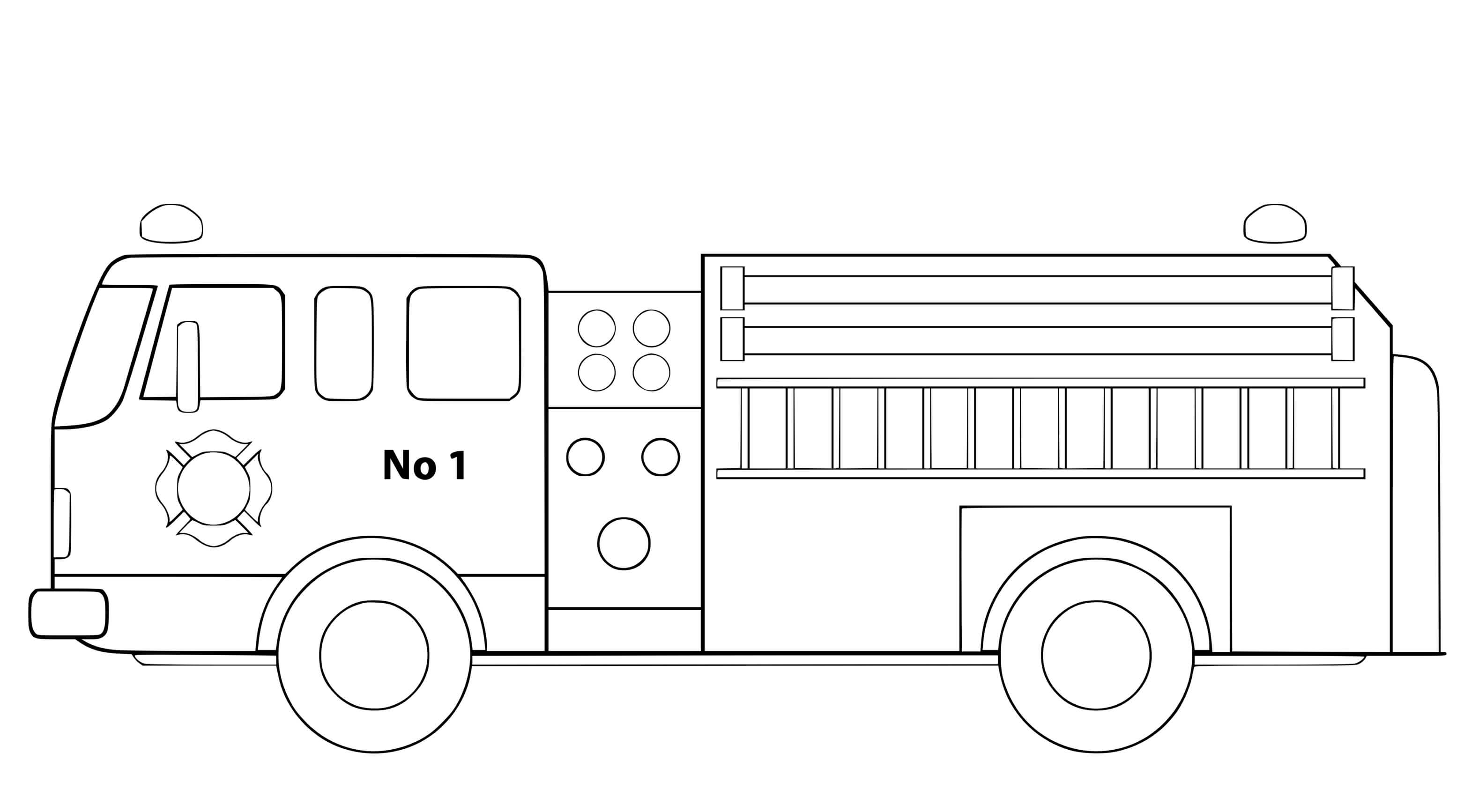 Coloriage Camion De Pompier Simple Et Bien Dessine - Pompier à imprimer