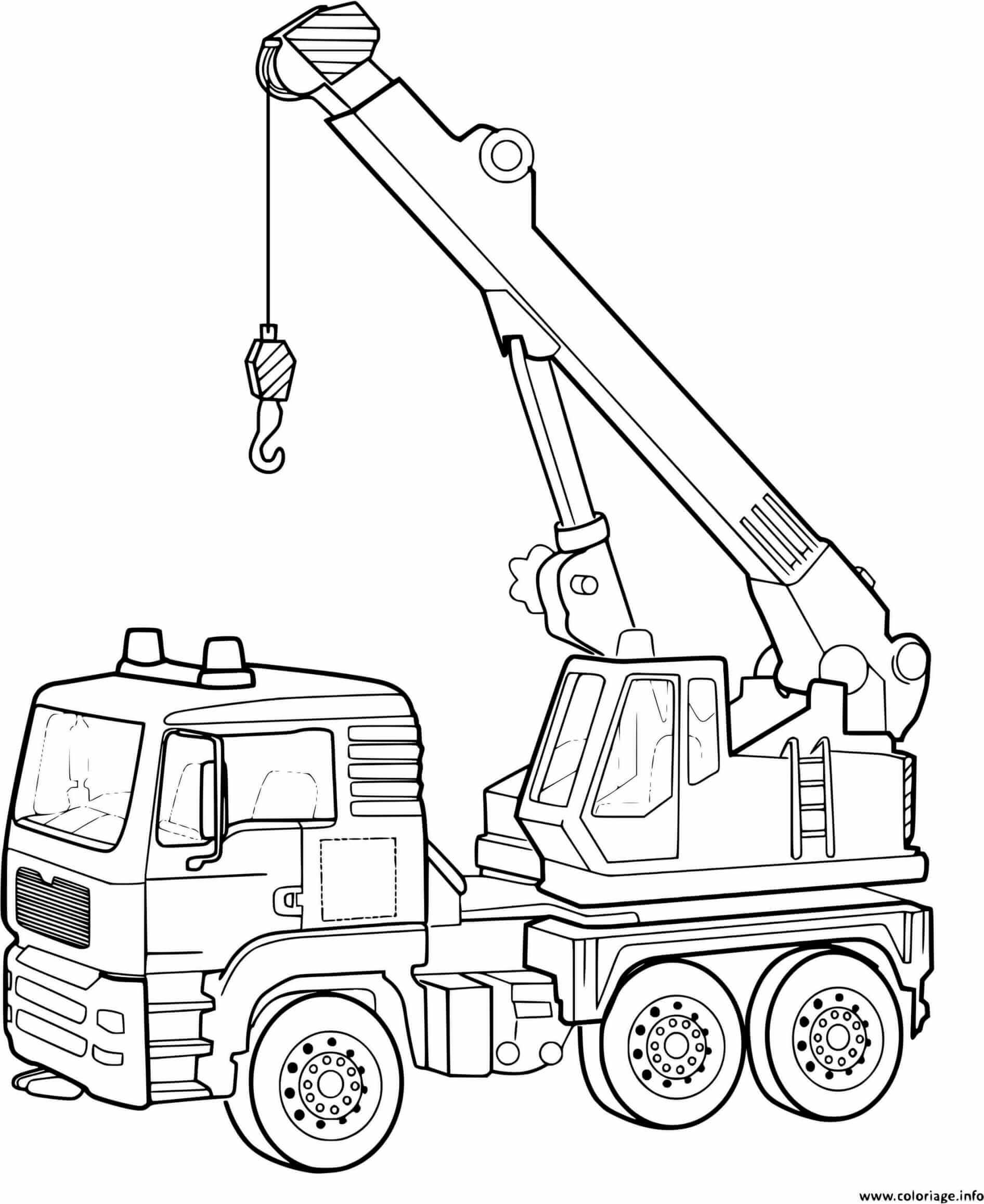 Coloriage Camion Grue Construction Chantier - Chantier à imprimer